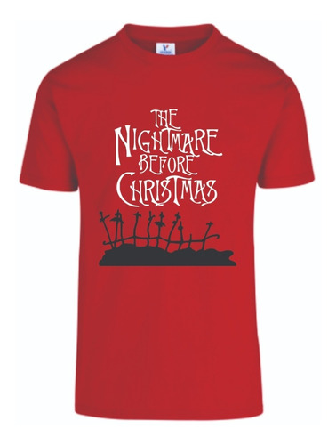 The Nighmare Before Chrismas Playera Hombre Roja 100% Algod 