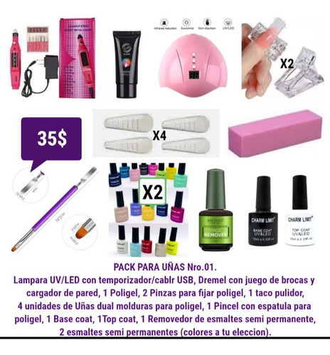 Pack P/uñas En Semipermanente Con Lámpara Led/uv36w Y Dremel