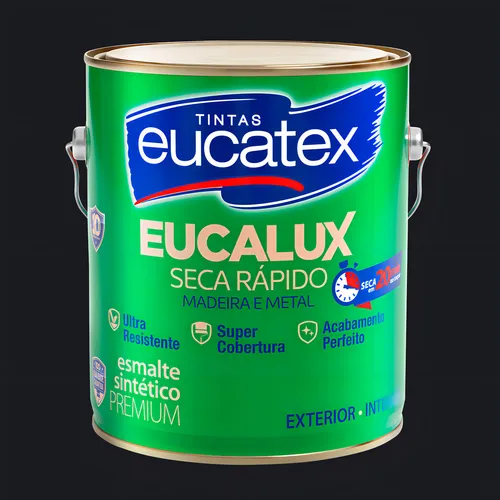 comprar Tinta Eucalux Esmalte Seca Rápido Brilhante Branco 3,6lt Cor Preto