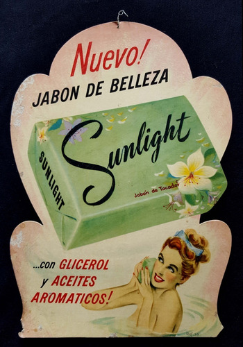 Imagen 1 de 2 de Antiguo Cartel Sunlight Jabón De Belleza De Cartón. 23211