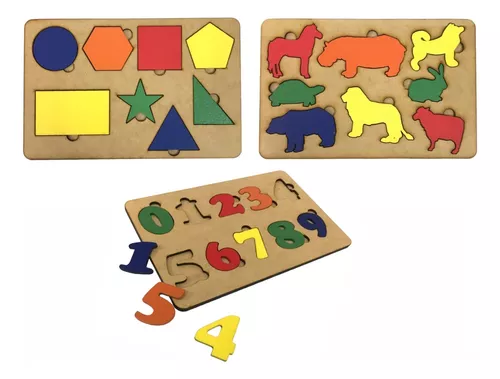 Jogo Educativo Infantil Forma Geometrica Brinquedo Mdf