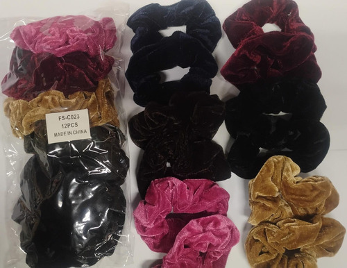 Kit 12 Donas Scrunchies Ligas Cabello Satinada 9cm Cabello