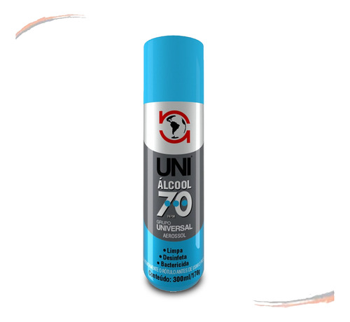 Álcool 70% Aerossol Spray Higienizador Inpm Uni1000 300 Ml