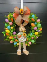 Comprar Guirlanda De Pascoa Ovos E Coelho Flores Artesanal 50cm