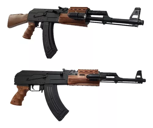 Rifle Fusil Airsoft Ak47 Replica Resorte Laser Linterna dispara 6