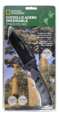 Cuchillo De Campismo National Geographic Ong1003 Hoja Fija Color Negro