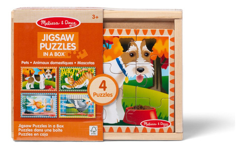 Mpz Wpz Caja Con 4 Rompecabezas De 12 Pcs -mascotas