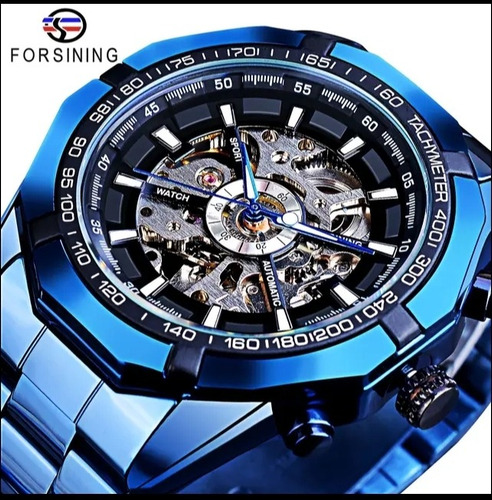 Reloj Tourbillon Automático Acero Inoxidable No Pilas Azul