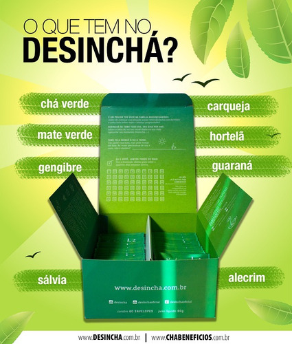 Chá Desinchá Caixa Com 60 Sachês Promo Original Emagrecedor