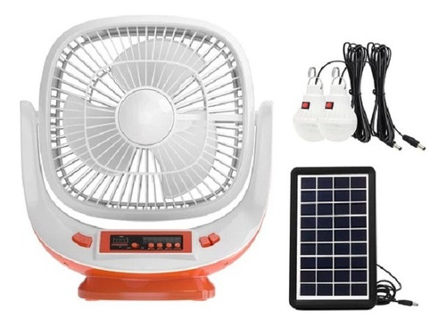 Ventilador Recargable Solar / Linterna / Radio / Bluetooh 