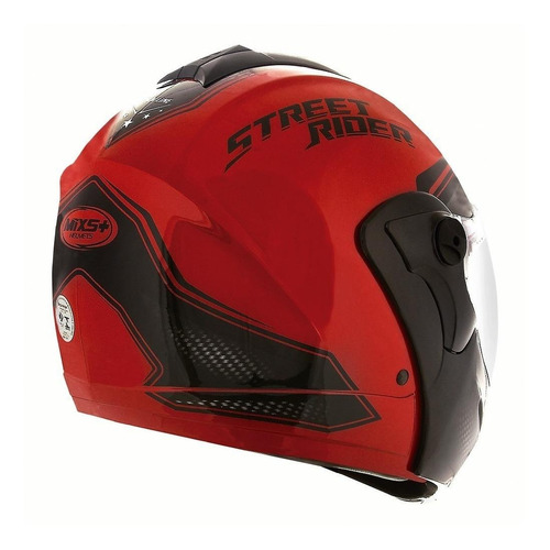 Imagem 3 de 3 de Capacete para moto escamoteável Mixs Captiva vermelho street rider tamanho 60