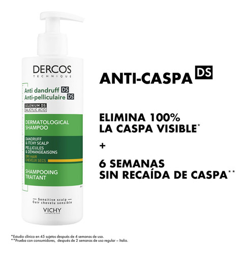 Shampoo Vichy Dercos Anticaspa 390ml Cabello Seco