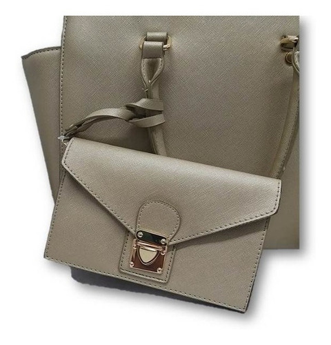 Imagen 3 de 7 de Bolso De Dama Tote Con Cartera Monedero Dorada