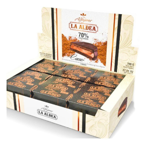 Imagen 1 de 5 de Alfajor La Aldea 70% Cacao Caja X12u - Barata La Golosineria