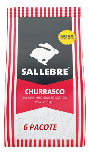 Kit 6 Pacote Sal Grosso Para Churrasco Peixe  Lebre 1kg 