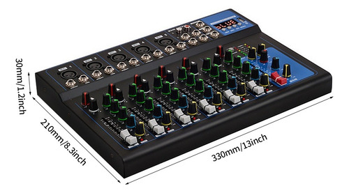 Mesa De Som F7 Bluetooth Usb Mixer Mp3 Digital 7 Canais 12v