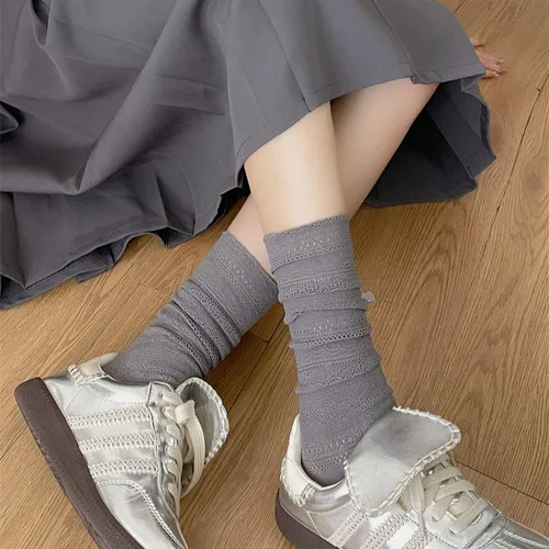 Calcetines De Malla Ahuecados, 2 Pares, Retro, Con Encaje Fl