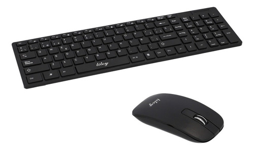 Kit Teclado Mouse Ergonomico Inalambrico Pc Oficina Casa /e Teclado Negro