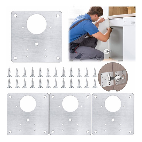 4pcs Placa De Reparación Bisagra Para Mueble Puerta Armarios