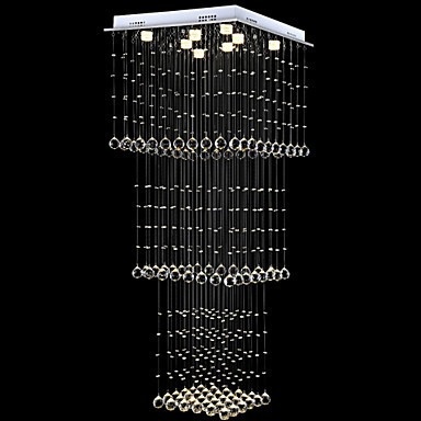 Lámpara Modernista De Cristal Cortado Tipo Niveles Cuadrados De 80 Por 280 Cm. De Altura Falavic