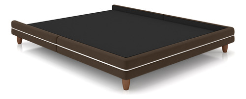 Cama Avulsa Para Colchão King Torres Madeira Veludo Marrom