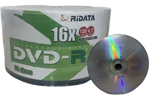 100 Unidades Dvd-r Virgem Ridata Com Logo 4.7gb