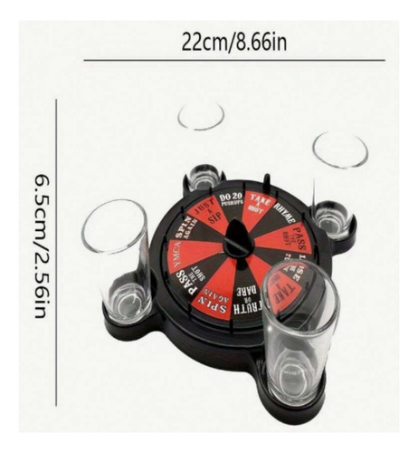 Juego De La Ruleta Retos Shots + 4 Vasos Amigos Bar