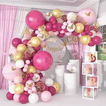 Comprar Kit de Arco Guirnalda de Globos de Mariposa Rosa Decoración de Fiesta de Cumpleaños Cumpleaños Boda Decoración de Globos Baby Shower
