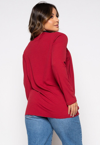 Imagem 6 de 10 de Casaco Cardigan Kimono Inverno Canelado Blusa Frio Feminina