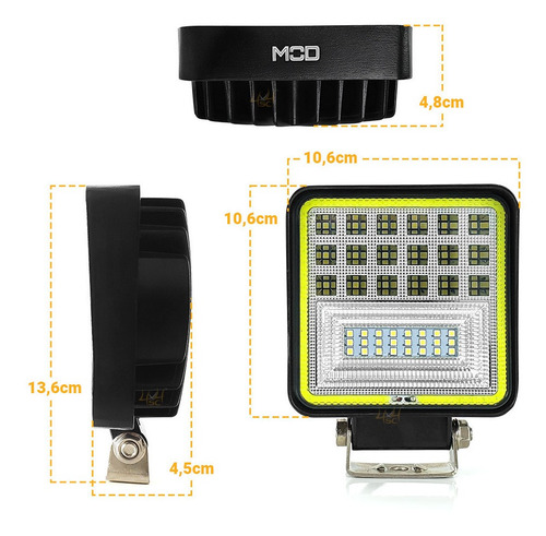 Farol De Milha Led Trator Máquina Agricola Caminhao 126w 4x4