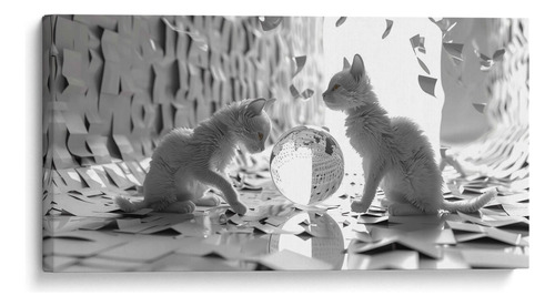 Canvas Lab Cuadro Gatos Y Papel 200x100, Cecilia Flores