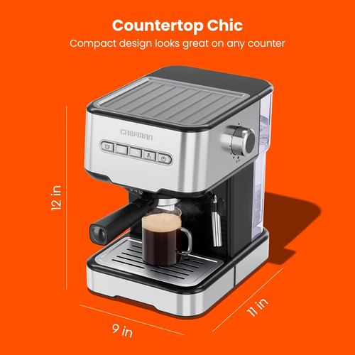 Máquina De Café Espresso 6 En 1 Con Vapor Chefman