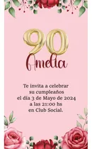 Comprar Invitación Digital Personalizada Cumpleaños Fiestas 90 Años