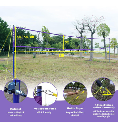 Nqv Professional Heavy Duty Outdoor Volleyball Net Set Wi...
