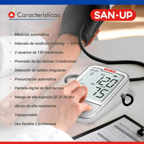 Tensiometro Digital Automatico De Brazo San Up Dbp-6182 Gtia Blanco