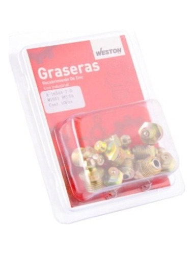 Grasera 1/8´´-27 Npt Recta 5 Blisters De 10 Piezas P
