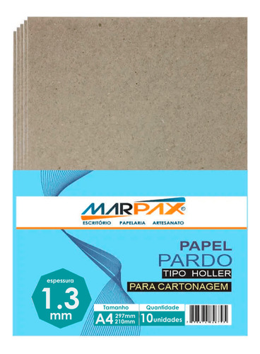 Papel Para Cartonagem Pardo Tipo Holler 1,3mm A4 10un