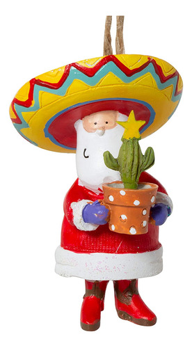 Papá Noel En Sombrero Resina Adorno Navideño Navideñ...