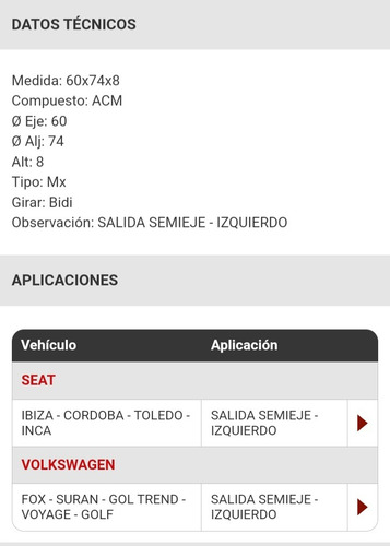 Reten Semieje Volkswagen Fox Suran Gol Trend Voyage Golf 596