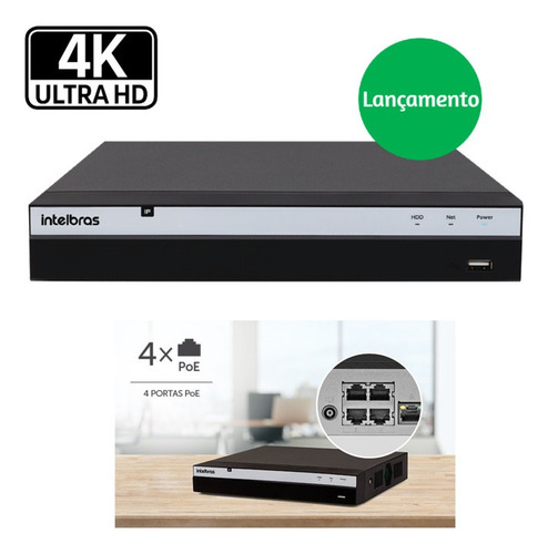 Nvr Intelbras - Nvd 3204 P Com 4 Portas Ip Poe 4k