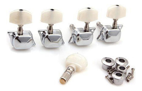 5 Piezas Banjo Afinación Clavijas Plateado Semi Cerrdos