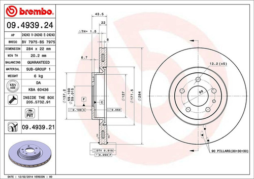 Imagen 2 de 3 de Disco Brembo Alfa Romeo 147 2.0 2002 D Pza