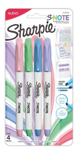 Marcadores Sharpie X4 Snote Pastel Chisel Resaltador Subraya