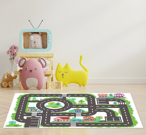 Vinil Decorativo Floor Graphic Pista Para Jugar Fondo Verde