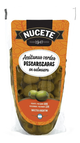 Aceitunas Verdes Descarozadas Nucete Doypack 300 Gr