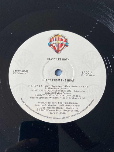 David Lee Roth / Crazy From The Heat Ep Vinilo 1985 Impecab (Usado)