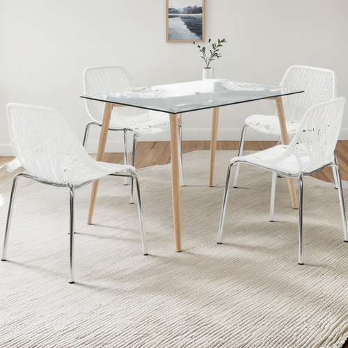 Juego De 4 Sillas De Comedor Modernas Apilables Sin Brazos