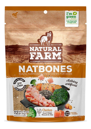Snack Natural Farm Natbones Pet Sabor Frango Para Cães 340gr