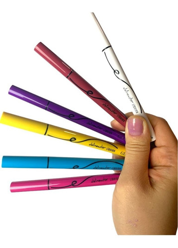 Kit de delineador de ojos de 6 colores, lapislázuli, bolígrafo blanco y 5 colores, efecto mate