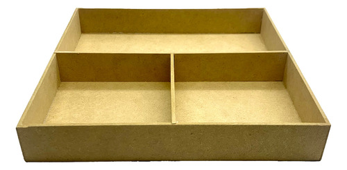 1 Caja 20x20x3cm Madera Mdf Cuadrada Chica Con Divisiones